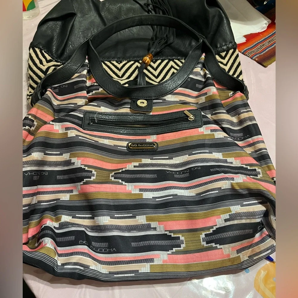 Big Buddha EUC Chevron Tote Hobo Bag - Picture 11 of 14